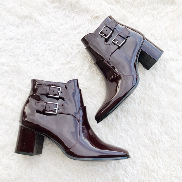 CALVIN KLEIN NWOT Burgundy Patent Leather Bootie - Picture 5 of 8